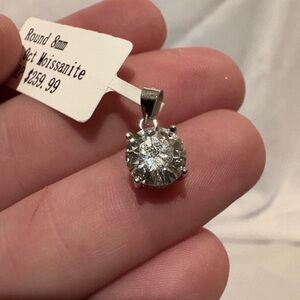 925 sterling silver – Moissanite – Round cut – Solitaire pendant – 2.0 CT